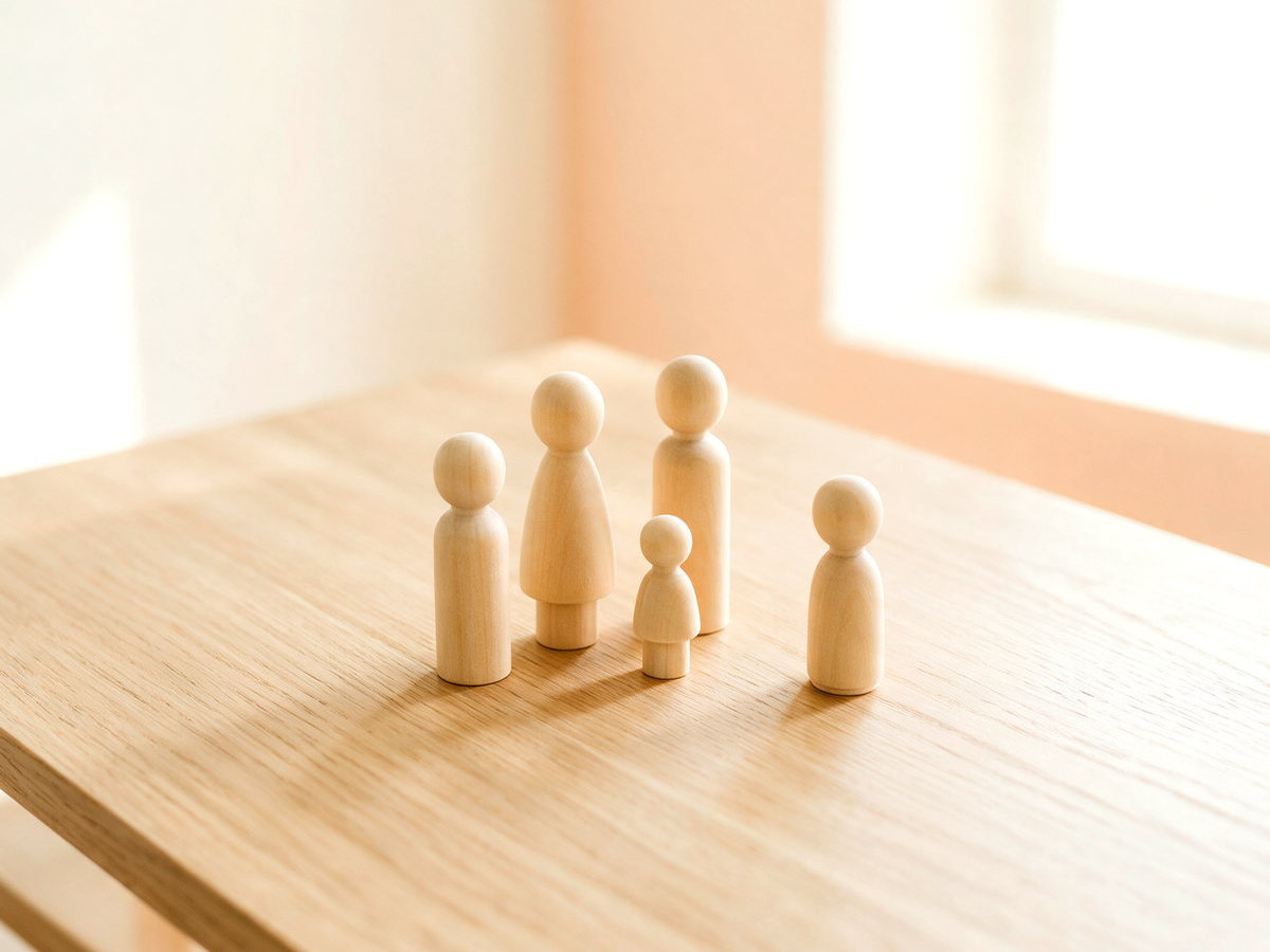 Systemisches Stellen mit Holzfiguren